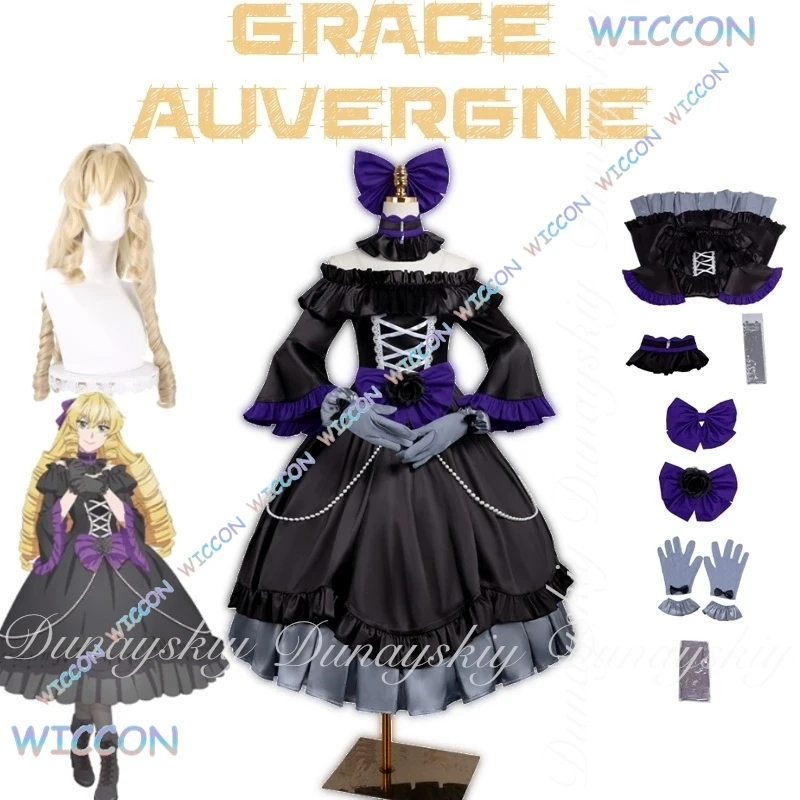 

Anime With Black Lolita Dress Moe/From Bureaucrat to Villainess：Dad's Been Reincarnated! Grace Auvergne Cosplay Costume Full Of