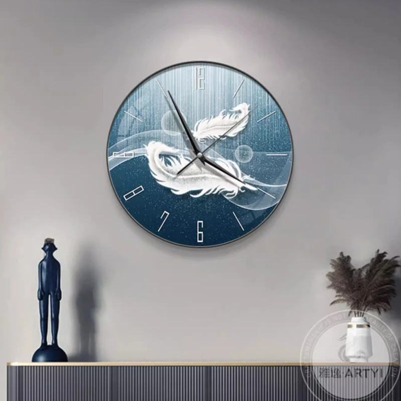 Nine Fish Graph Decoration Wall Clock Living Room Fashion Clock Mural Watch Restaurant Number Mute Quartz Clock Hanging Painting