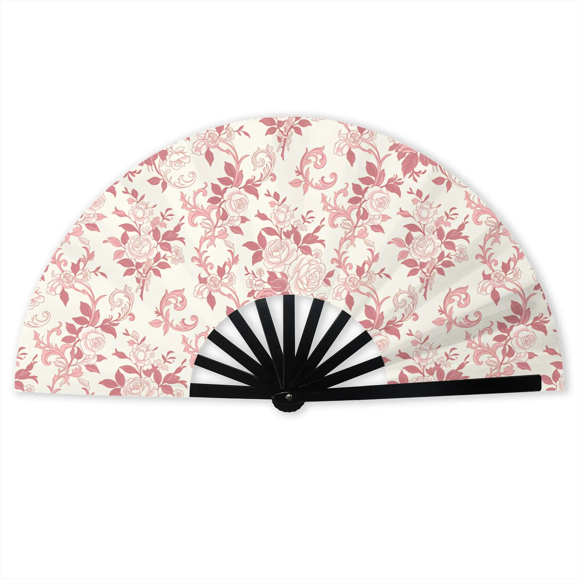Rococo Scrolls Toile De Jouy French  Hand Fan Promotional Gift Wedding Rose Bouquets Durable Folding Fans Novelty Bulk Pack Fan
