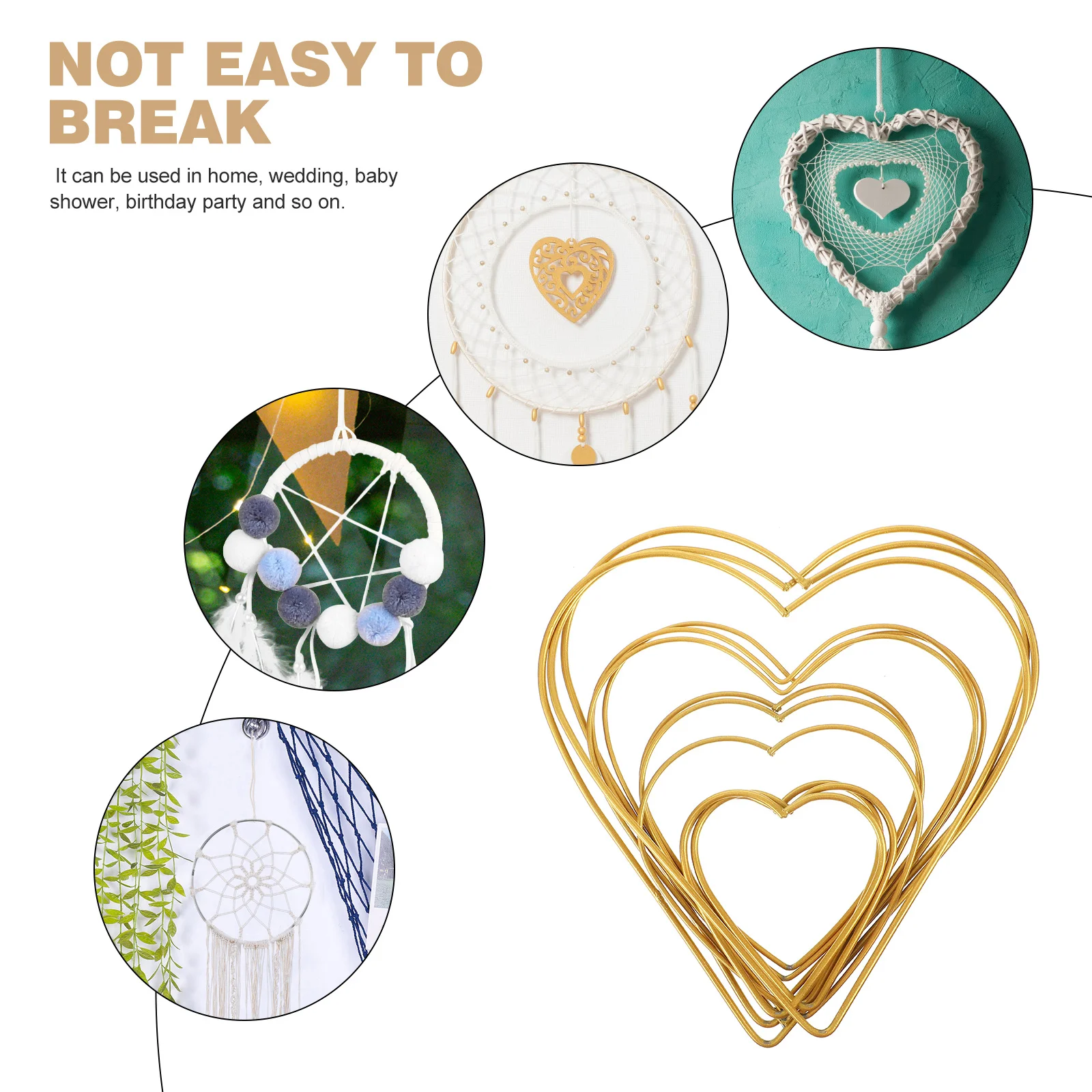 12 قطعة من حلقات الحديد المعدنية على شكل قلب، حلقة زخرفية أنيقة مثالية لمشاريع صائد الأحلام بنفسك، حلقة على شكل قلب #5