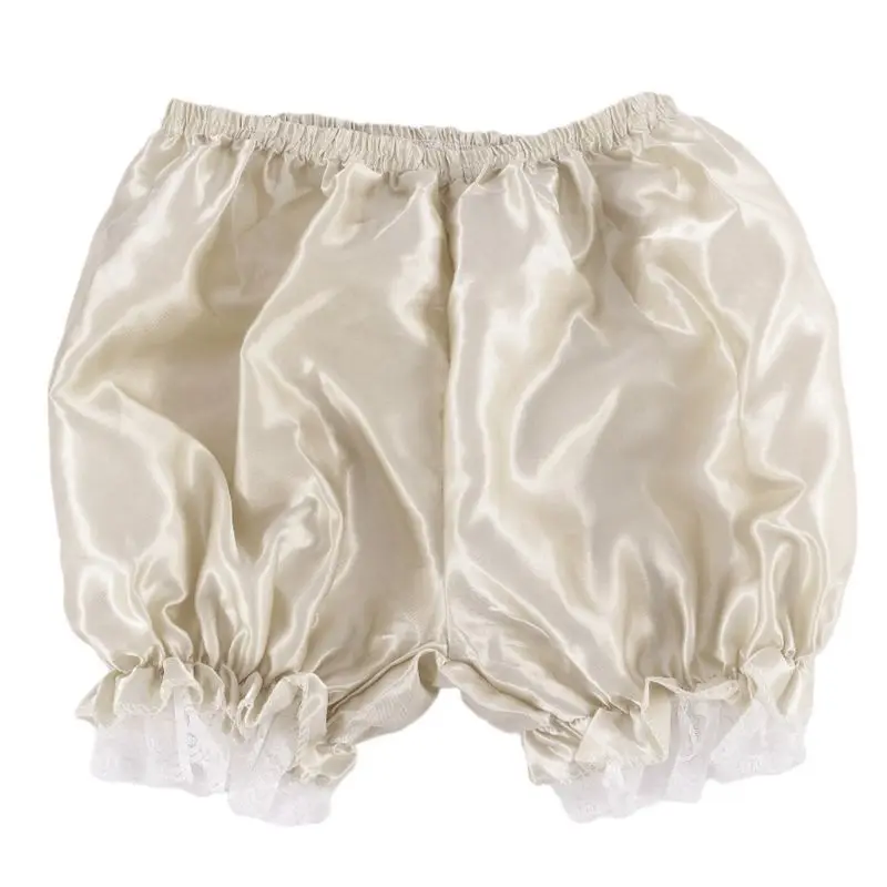 Women Imitation Silk Bloomers Lace Trim Panties Victorian Pumpkin Shorts Drop Shipping