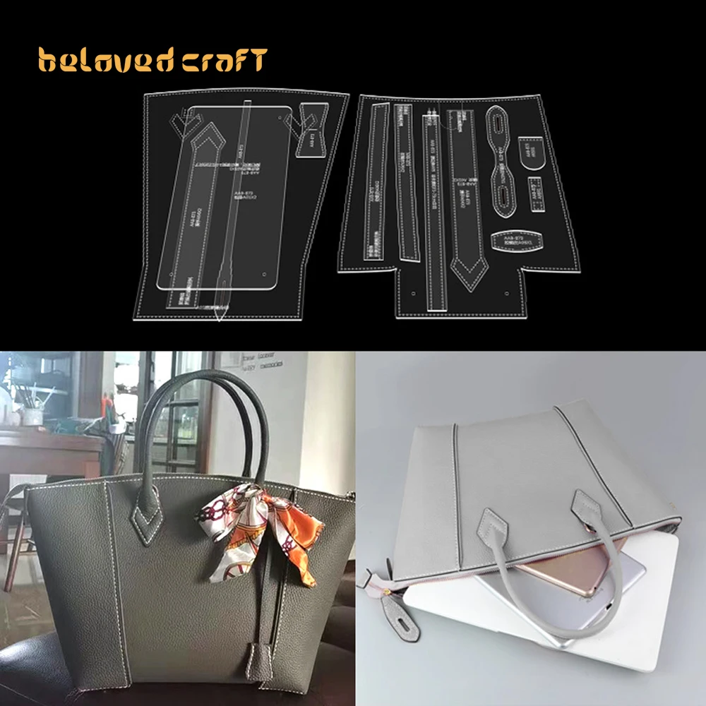 BelovedCraft Leather Bag Pattern Making with Kraft Paper and Acrylic Templates for Tote Bag, Business Shoulder Bag, Handbag