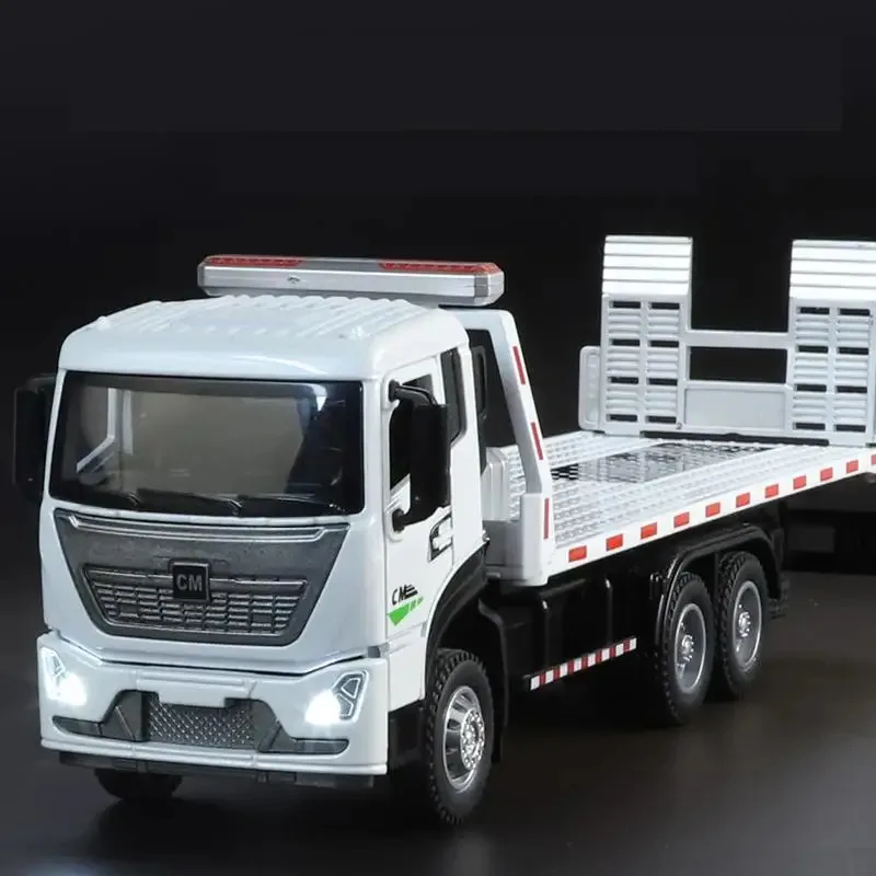 Trailer Tow Platform Truck Toys Car Model Diecast Vehicle Miniature Pull Back Sound & Light Educational Collection Gift Kid