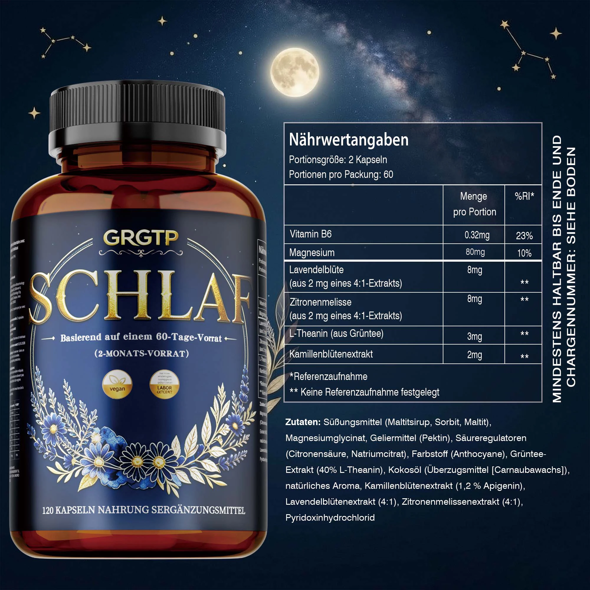 Schlaf Capsules - Reduce Stress, Promote Deep Sleep, Relaxation, Improve Insomnia, Regulate Hormonal, Enhance Immunity