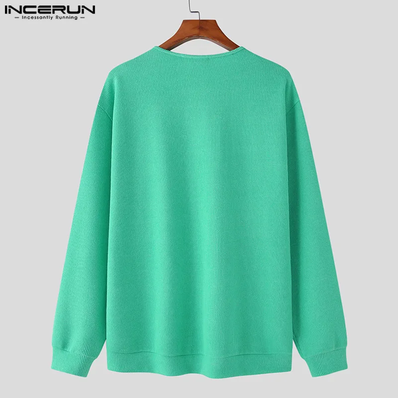 INCERUN-suéter informal de estilo coreano para hombre, Tops sencillos, a la moda, para fiesta, color sólido, con media cremallera, S-5XL