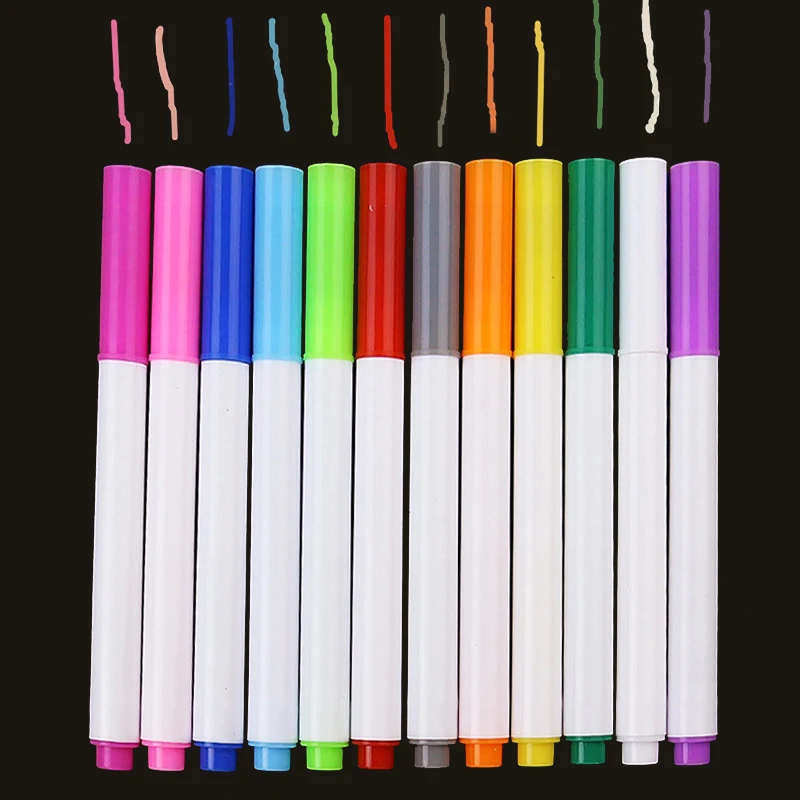 

12 Pcs/set Different Colors Water-soluble Liquid Chalk Children's Drawing Pen Non-dust Board Chalk Marker Office School Supplies