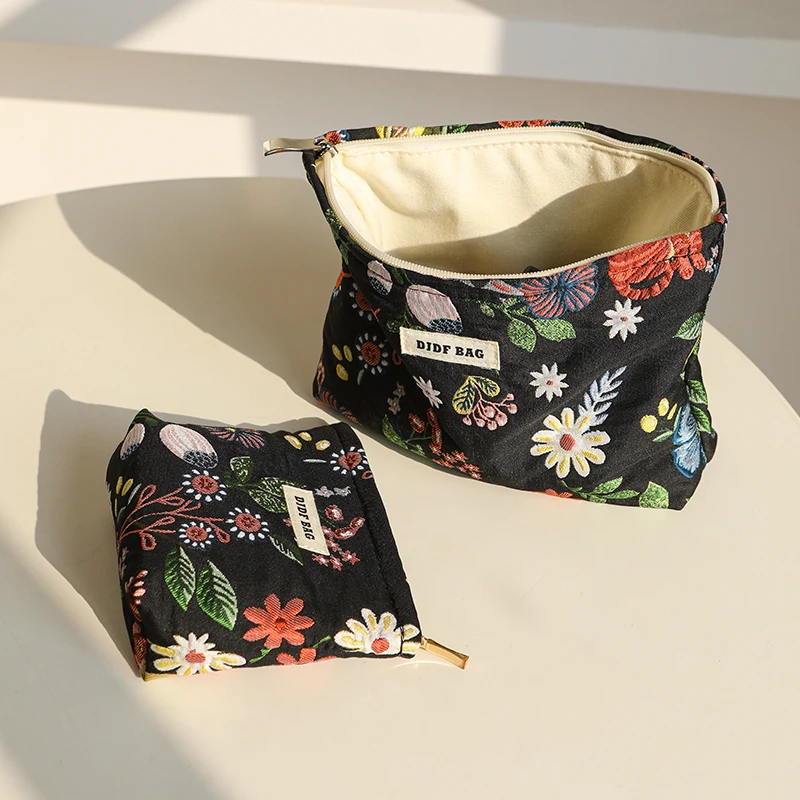 New Small Women\'s Cosmetic Bag Portable Plant Pattern Small Sanitary Napkin Storage Bag Commuter Coin Key Bag Portable Card Bag