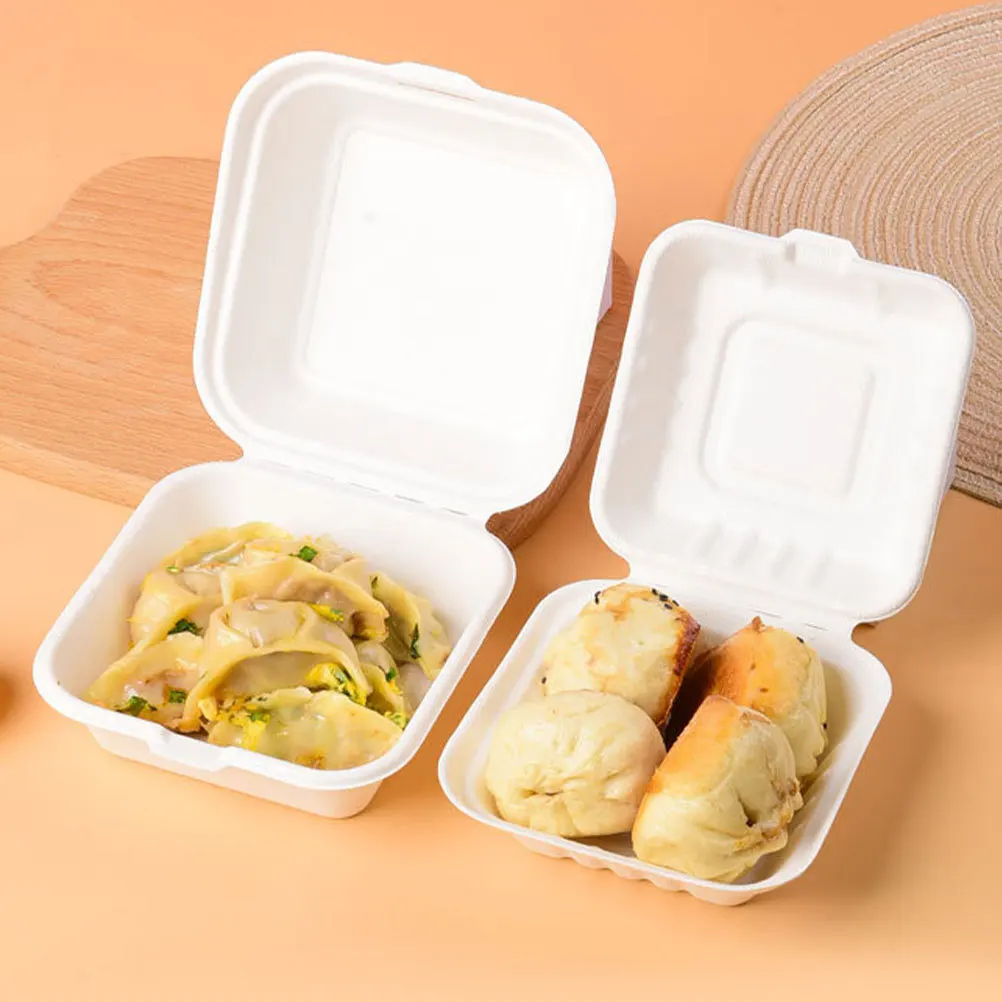 

20Pcs Biodegradable Pulp Food Boxes Takeout to Go Containers Restaurant Fruit Storage Salad Bbq Boxes to