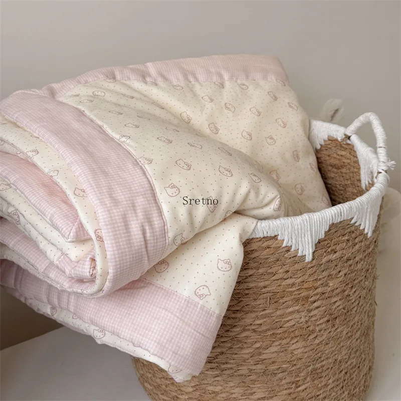 100% Cotton Double-layer Yarn Summer Cool Quilt Cartoon Mother and Baby Grade Softness Children's Air Conditioning Quilt blanket