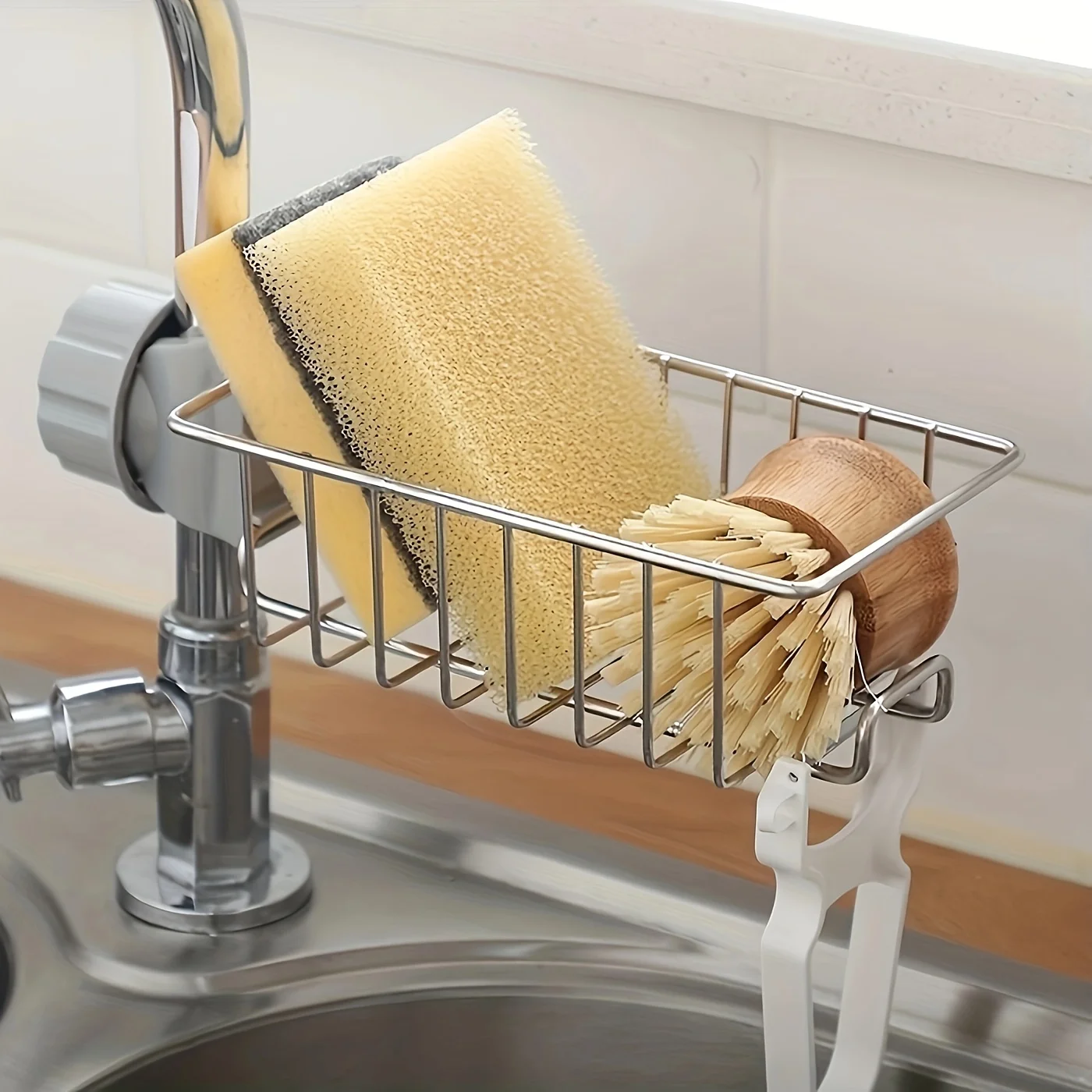 Kitchen Stainless Steel Sink Drain Rack Sponge Storage Faucet Holder Soap Drainer Towel Rack Shelf Organizer Kitchen Accessories