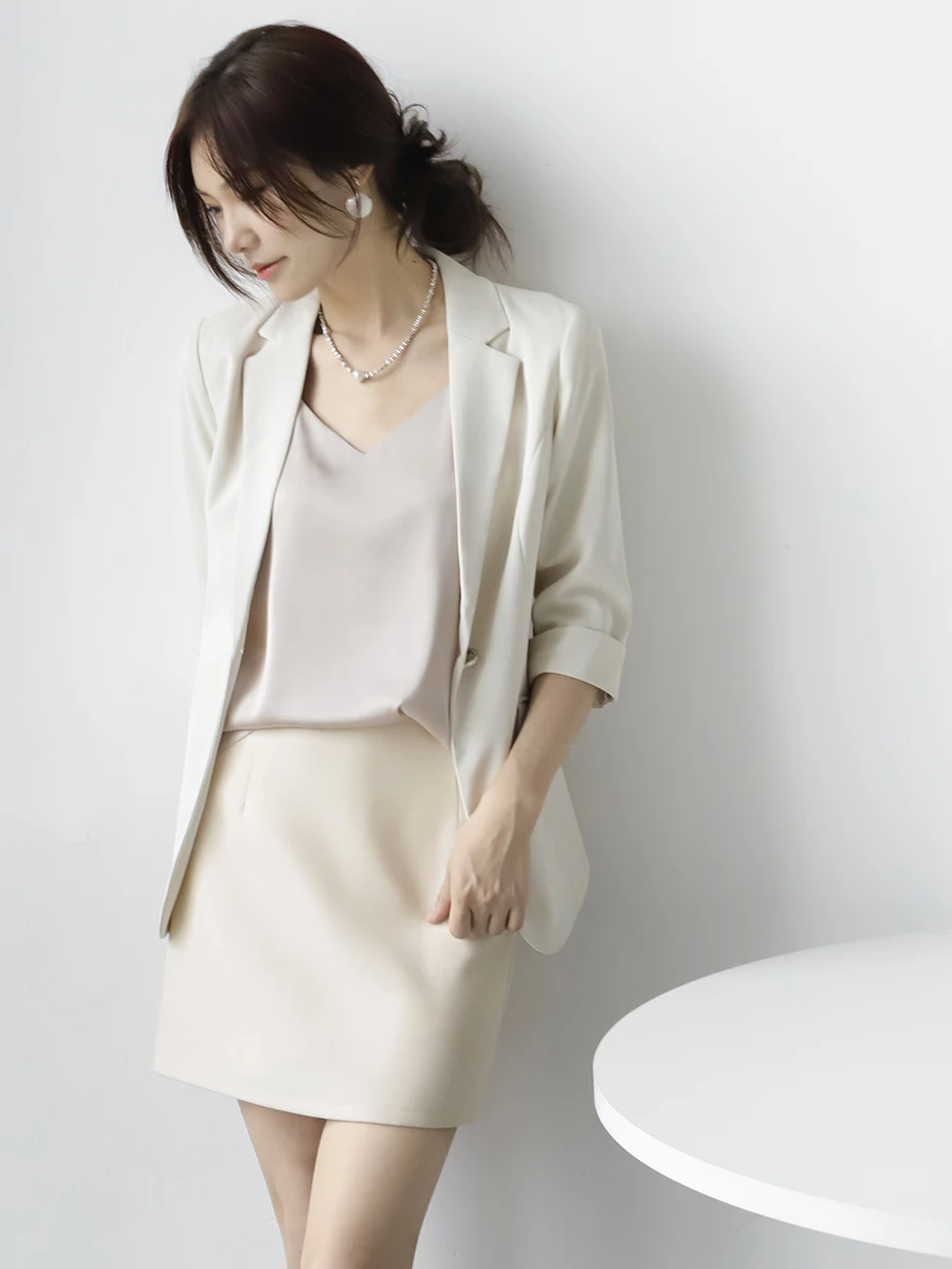 

Profional One-Button Suit Jaet Women's Seven-Foot Sve Commute Slimming Pure Color Outerwear MZOMXO Spring 2024