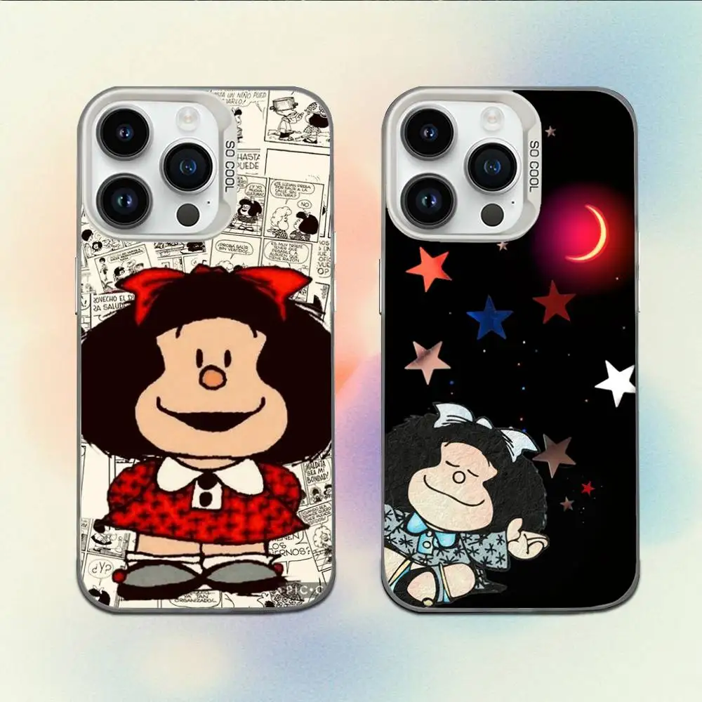 

Cute M-Mafaldas Phone Case For iPhone 16,15,14,13,12,11,Mini,Pro,E,MAX White Candy Matte Shockproof Cover