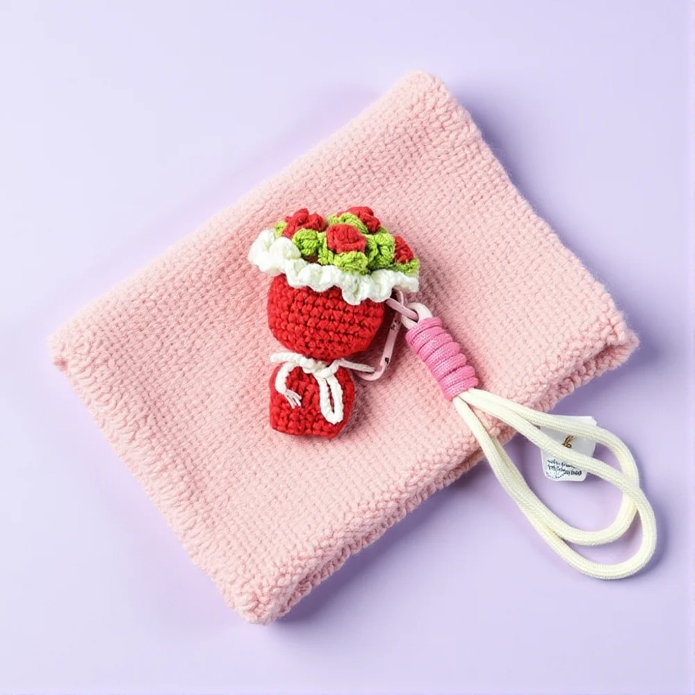 

Милый вязаный крючком брелок-букет, мини-брелок с цветком ручной вязки, кольцо для автомобильной сумки, подвесной кулон, орнамент, подарок на день Святого Валентина для любовника