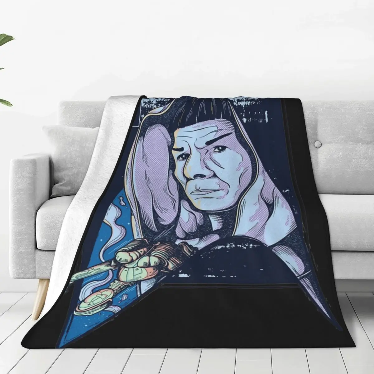 Spock Leonard Nimoy Vintage Stamp Blanket Cover Velvet Stars Treks Vulcan Lightweight Thin Throw Blankets for Bed Bedroom Quilt