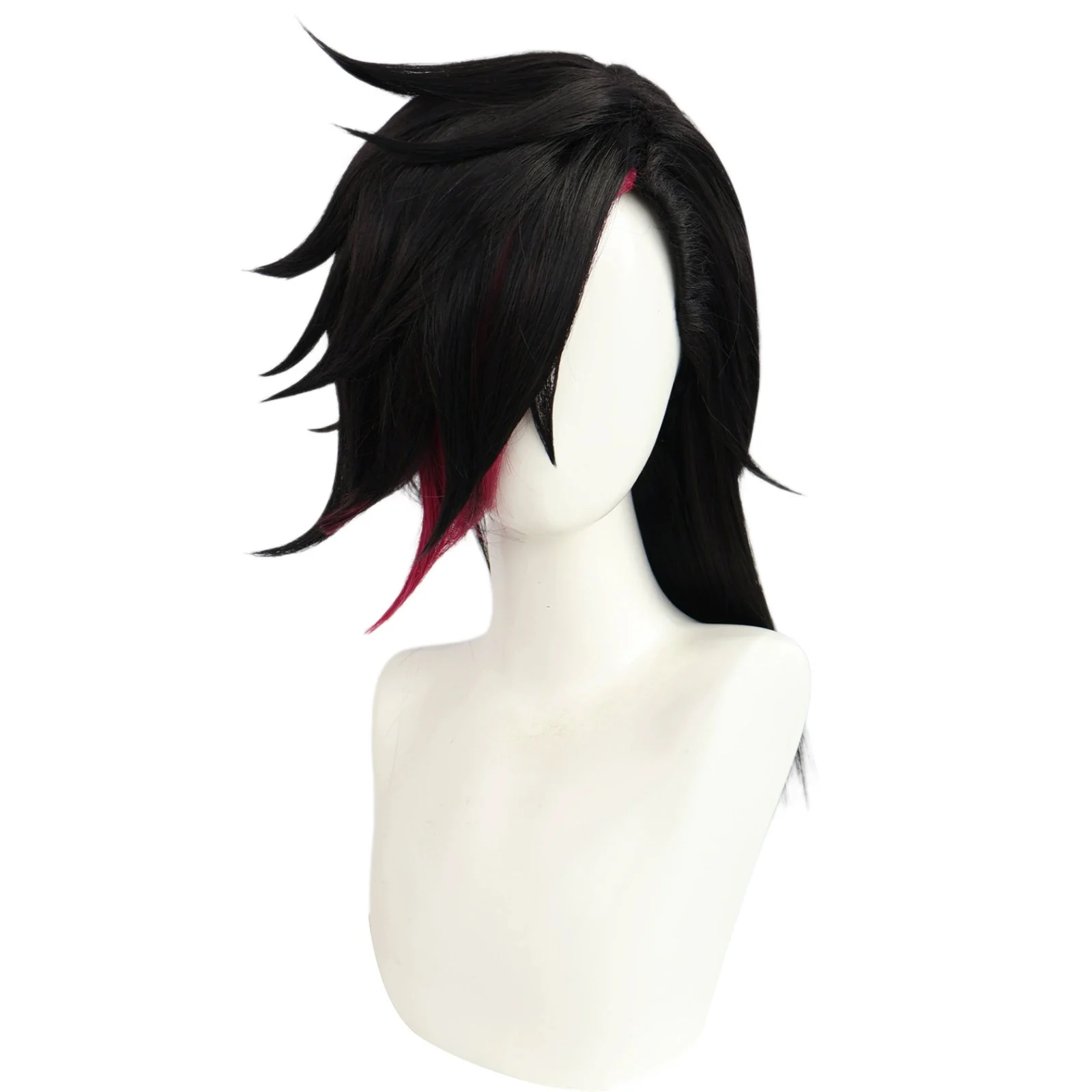 Jeu Arcane Saison 2 Vi Jinx Cosplay Perruque, Cheveux Noirs et Rouges pour Femmes et Hommes, Halloween Carnaval ixLOL Py Play Perruques