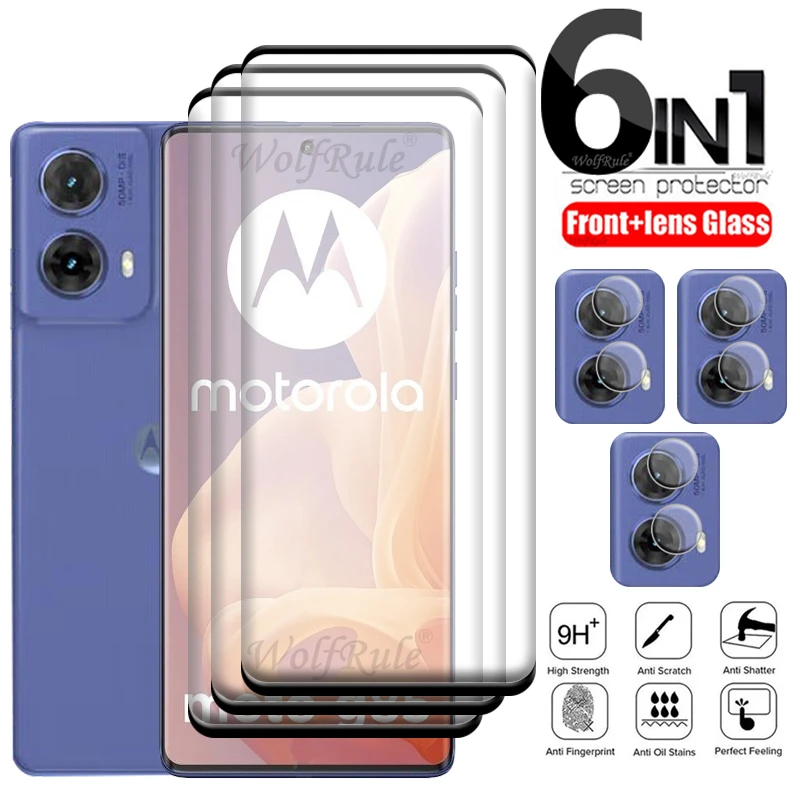 

6-in-1 For Moto G85 Glass For Motorola Moto G85 Tempered Glass 9H HD Full Curved Cover For Screen Protetor Moto G85 Lens Glass