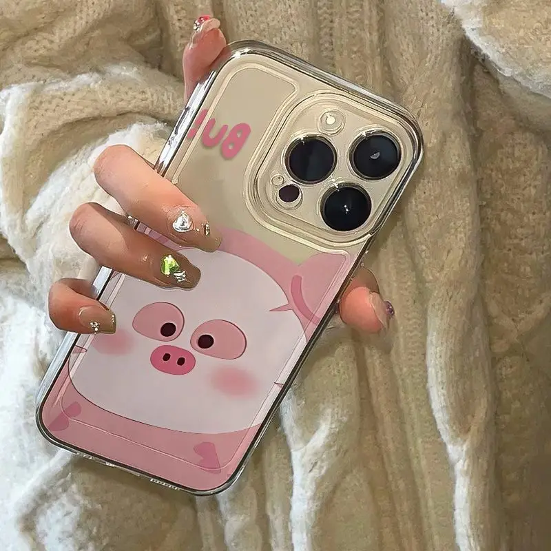 Cute Funny Peppas Pig Phone Case For iPhone 16 15 14 13 12 11 Mini Pro Max X XR XSMax 7 8 Plus SE20 Transparent Cover