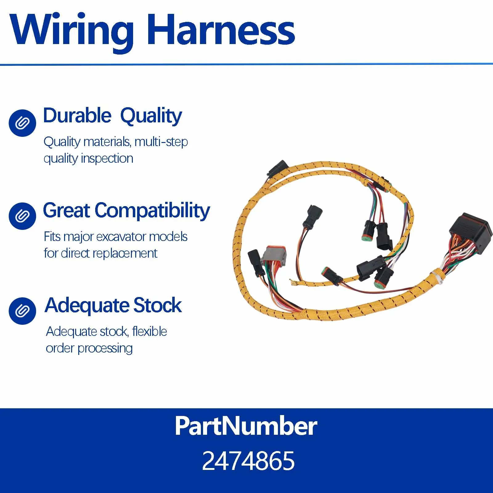 Wiring harness assembly 247-4865 2474865 For Caterpillar CAT IT62H Integrated Tool Rack