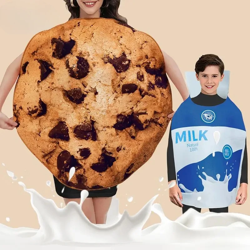 Milk Box Cookie Cosplay Costume Adult Kid Carnival Set Fancy Food Party Clothes Fuuny Wear Festival Outfits