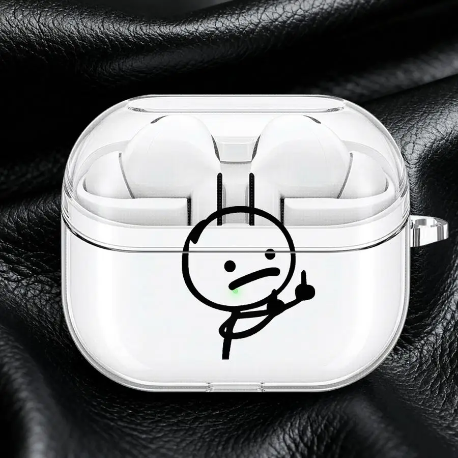 

Cute Art Stick Figures Clear Earphone Cases Cover With Hook Case For Samsung Galaxy Buds 3Pro 2 Live 2Pro 3 FE 4Pro 4 Pro