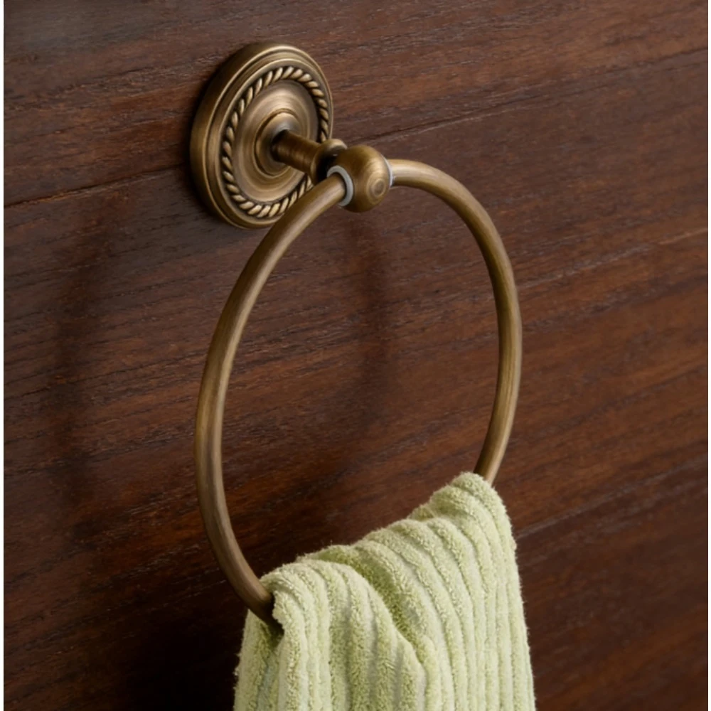 

Настенное круглое кольцо для полотенец из цельной латуни, антиквариат для ванной комнаты, вешалка для хранения полотенец в ванной комнате