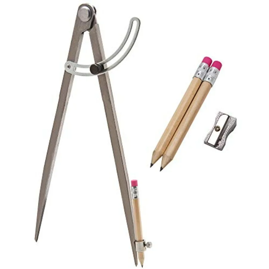 

ALLY Tools 12 Inch Precision Locking Wing Divider/Woodworking Compass with Pencil Holder INCLUDES Two Pencils and Pencil Sharpe