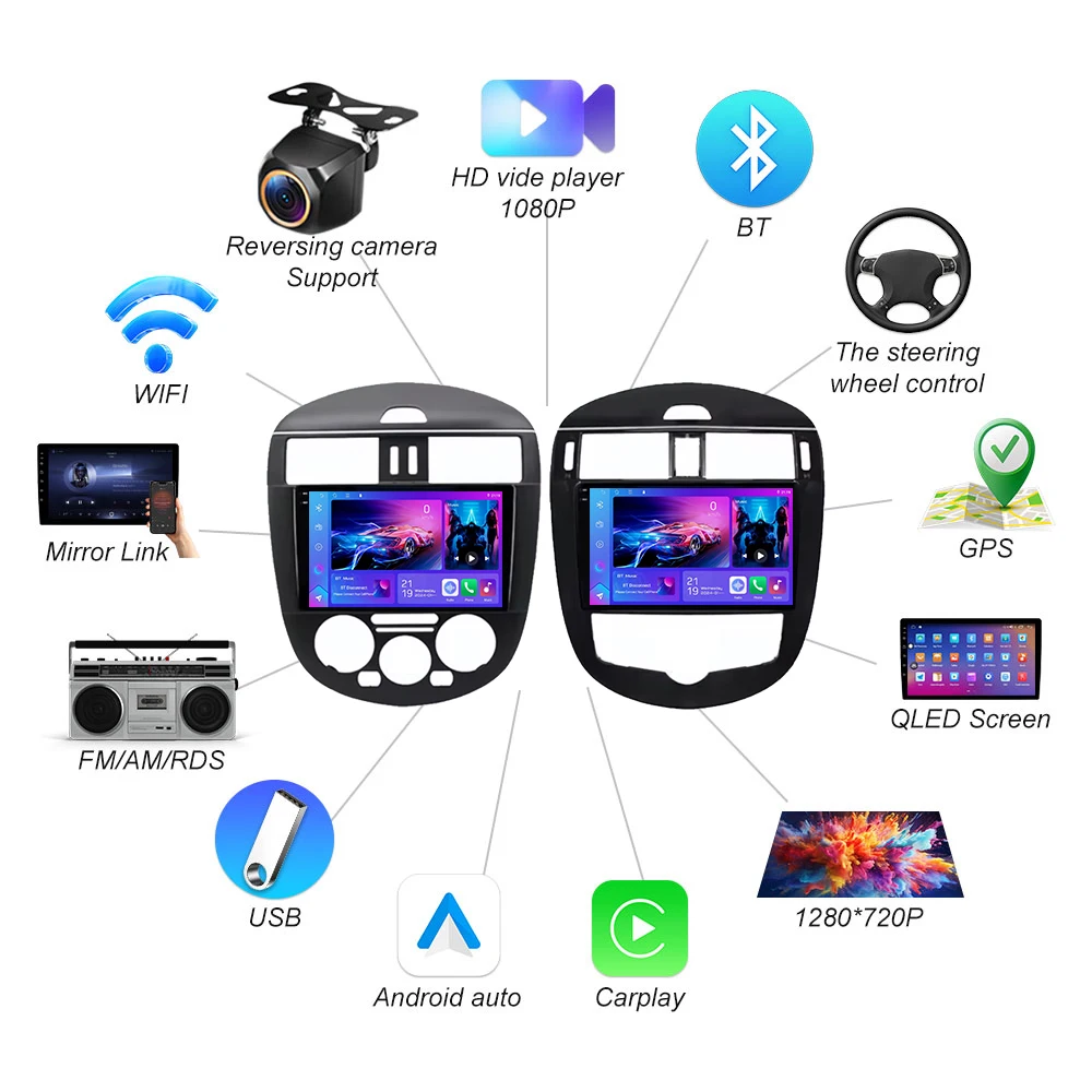 أندرويد 15 لنيسان بولسار C13 هاتشباك 2013 - 2018 راديو السيارة الملاحة السيارات لتحديد المواقع مشغل وسائط متعددة رئيس وحدة ستيريو رقم 2DIN