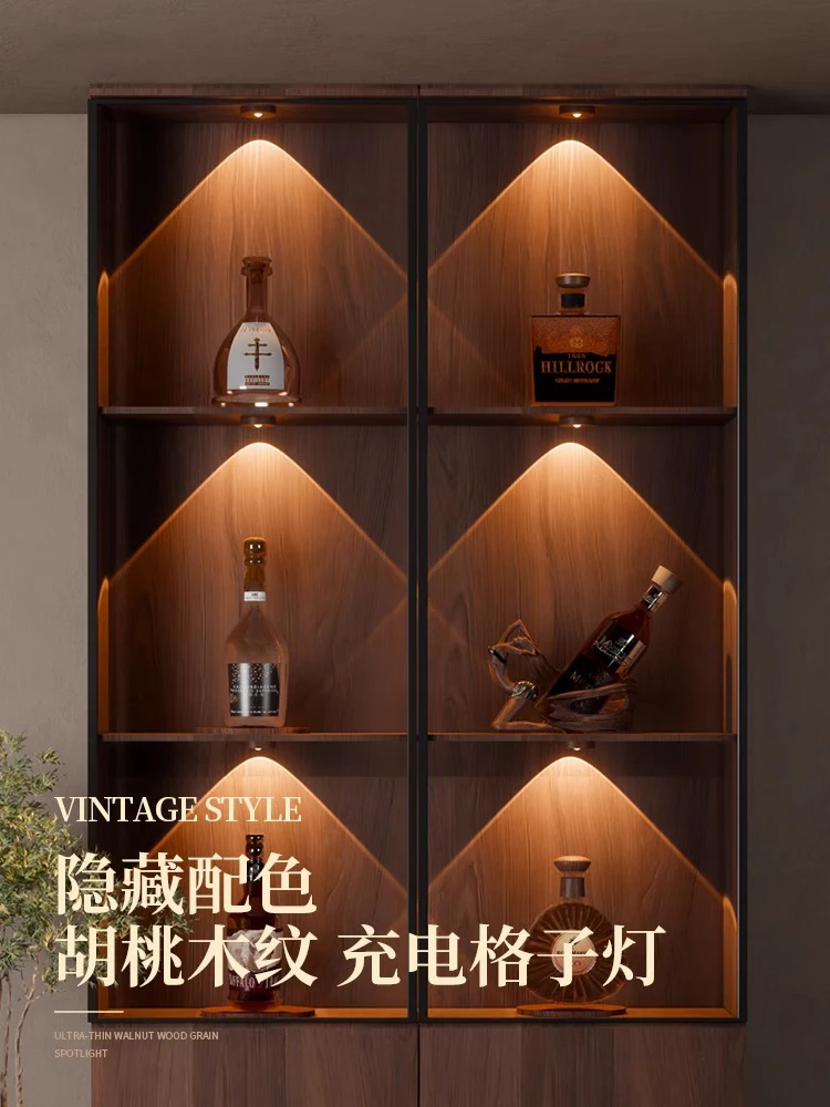 Led Spotlights Wireless Remote Control Charging Small Spot Light Wine Cabinet Atmosphere Display Ceiling Lamp Magnetic Walnut