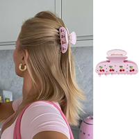 Kawaii Pink Cherry Hair Claw Clip No-slip Acetate Cute Fruit Hair Clips for Women Girls Y2K Fashion Hair Accessories