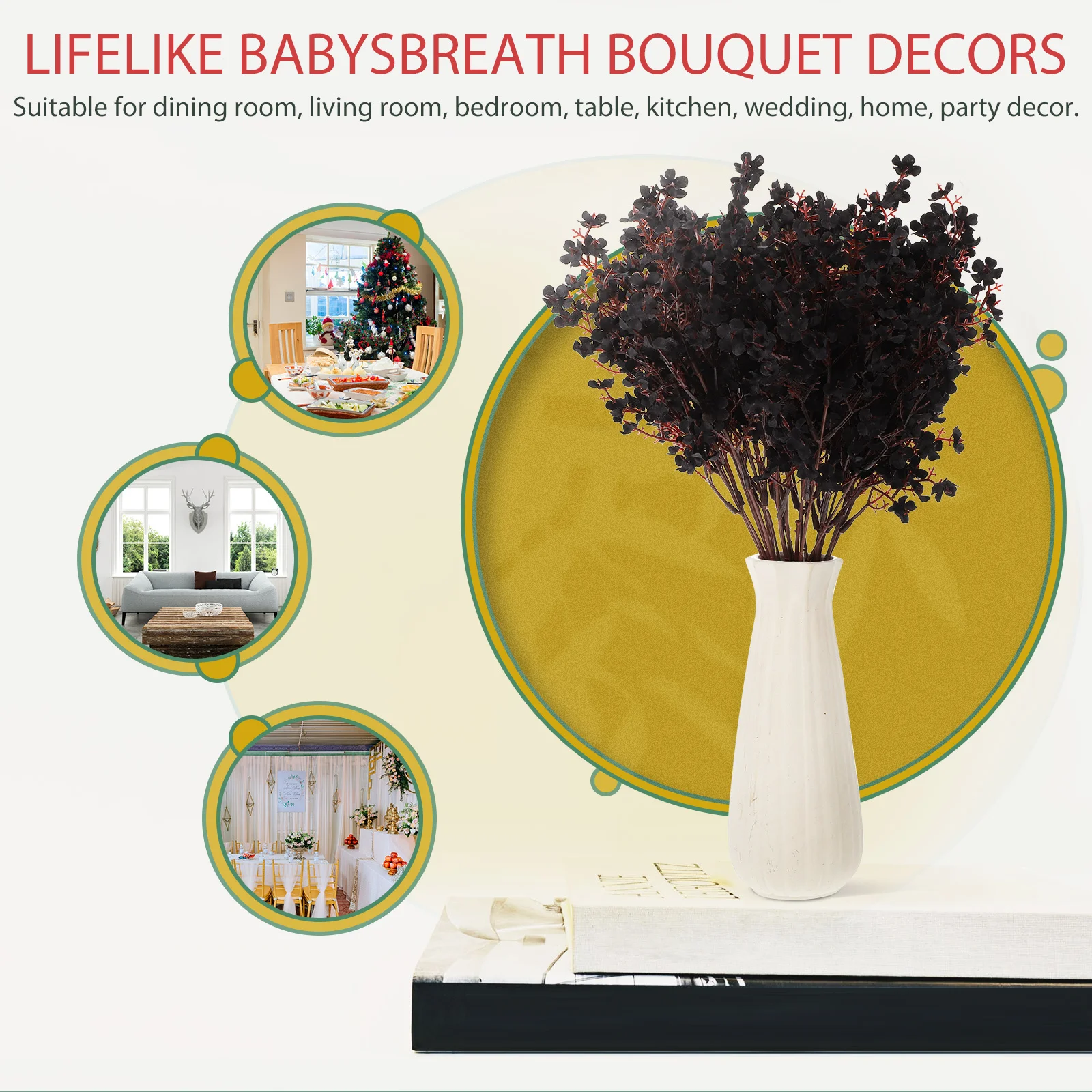 

6pcs Artificial Babysbreath Flowers Lifelike Simulation Gypsophila Bouquet For Home Decor Vase Dining Table Centerpiece Party