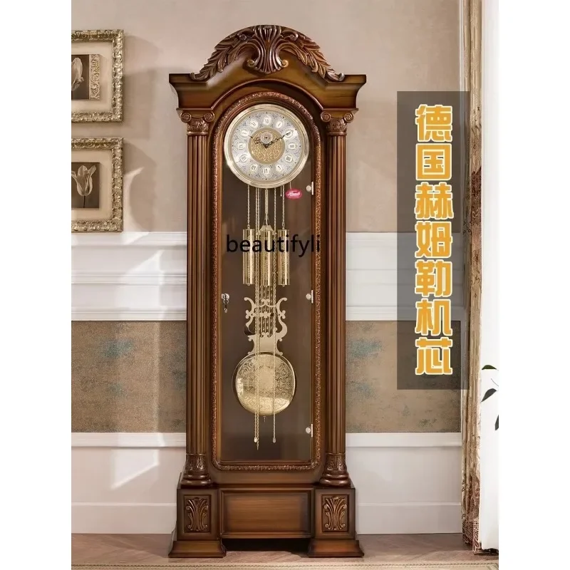

LHY26 ssНовые немецкие часы Hermle, европейские часы для дедушки, механические часы для гостиной, резные классические часы из цельного дерева Coppe