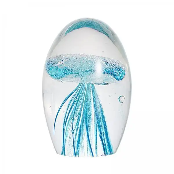 Handmade Glass Jellyfish Figurine Jewelery Crystal Decoration Object Art Centerpiece for Aquarium Living Room Decor