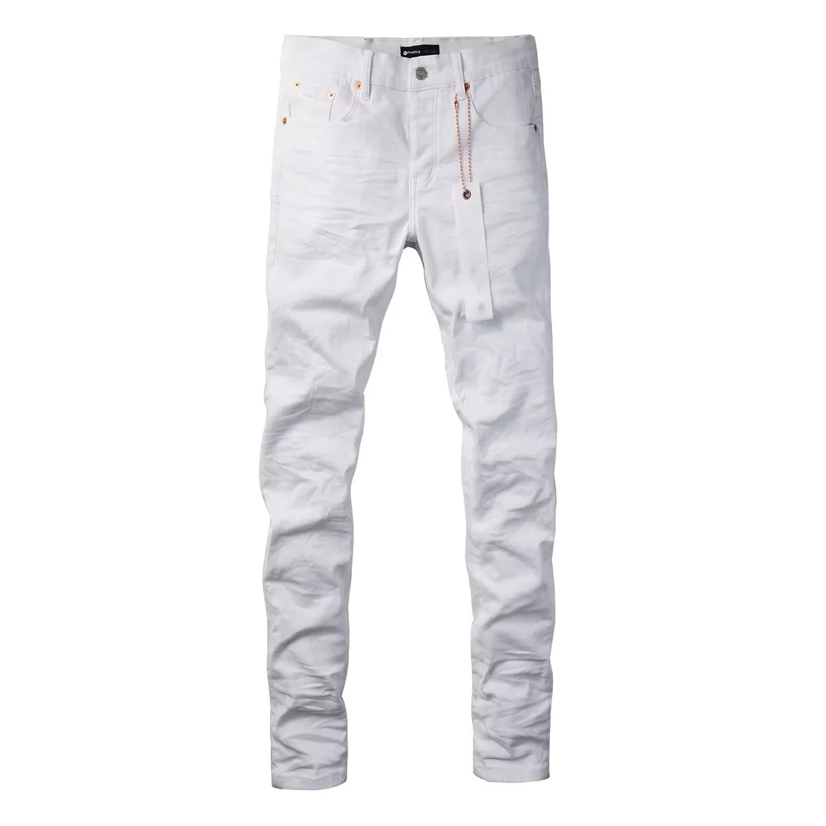 New top quality Purples Jeans Men high Street white trousers brand Fashion high quality Repair Low Raise Skinny Denim pants hot