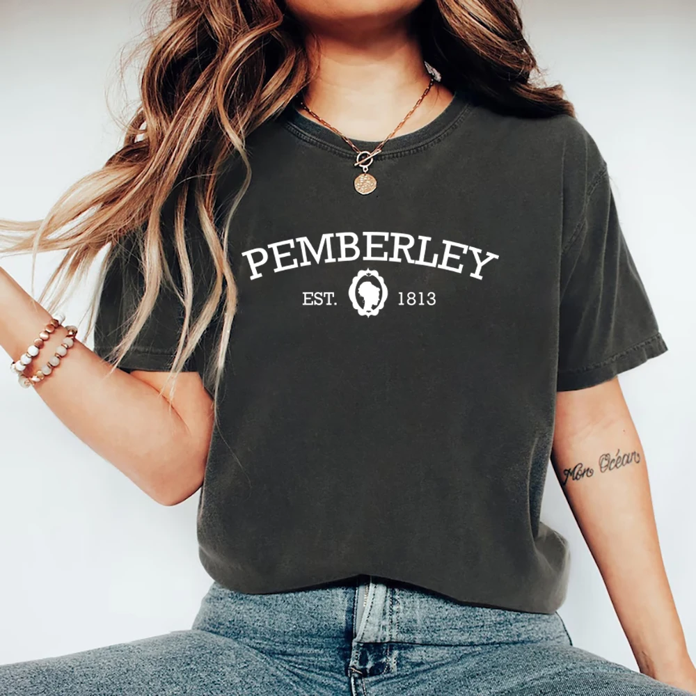 

Pemberley T-Shirt Jane Austen Shirt Pride and Prejudice Tshirt Bookish Gift Women Short Sleeve Graphic Tees Casual Women Clothes