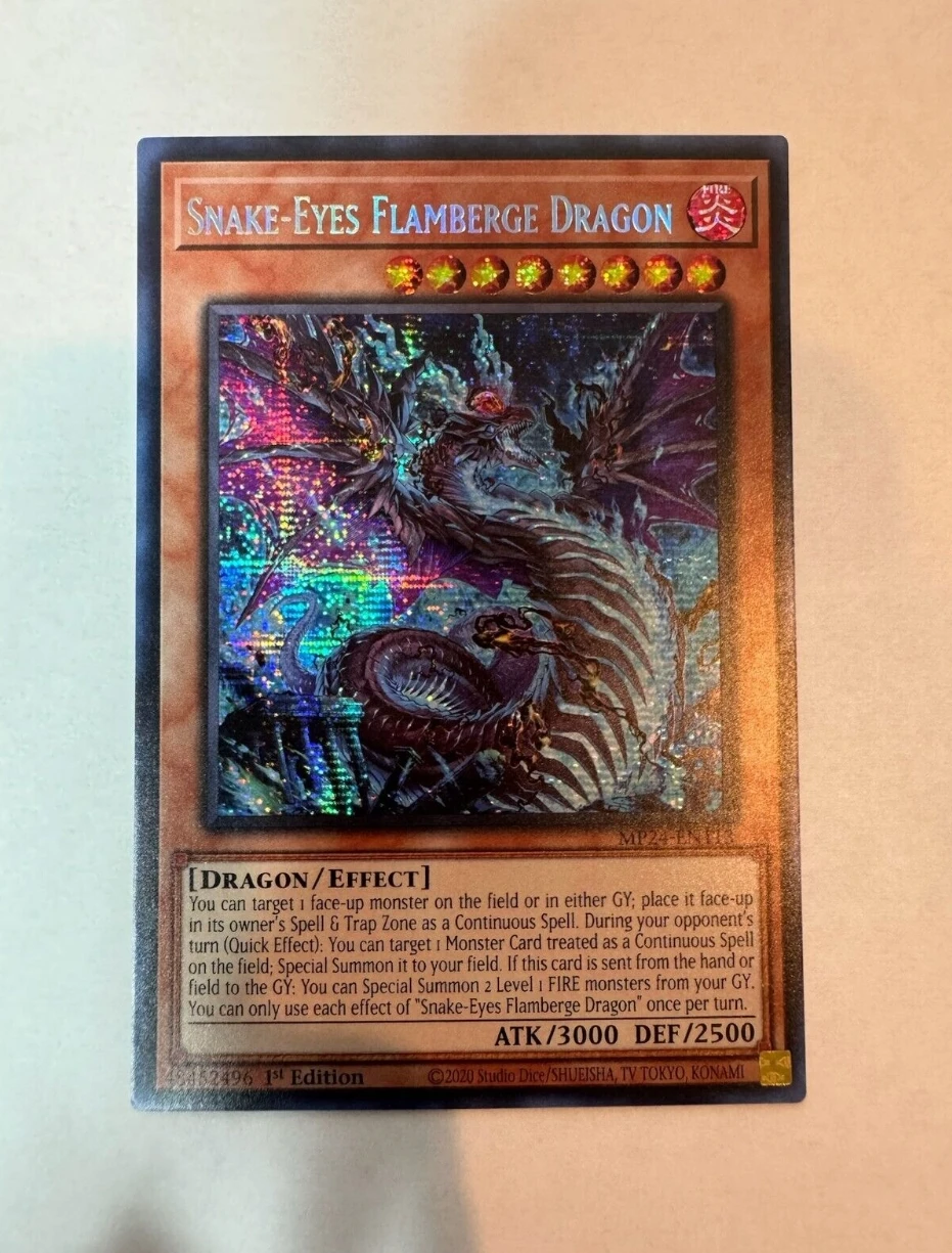 Yugioh KONAMI Duel Monsters TCG MP24-EN113 Snake-Eyes Flamberge Dragon Secret Rare English 1st Edition Collection Mint Card