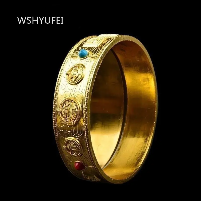 Tibetan Buddhist Mandala Offering Plate Alloy Embossed 8 Auspicious Symbols Inlaid Color Mandala Set Altar Meditation Room