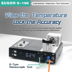 SUGON S-196 Heißluftlötkolben 2-in-1 Temperaturtester Sensor Thermoelementkalibrator zum Schweißen Rework Station