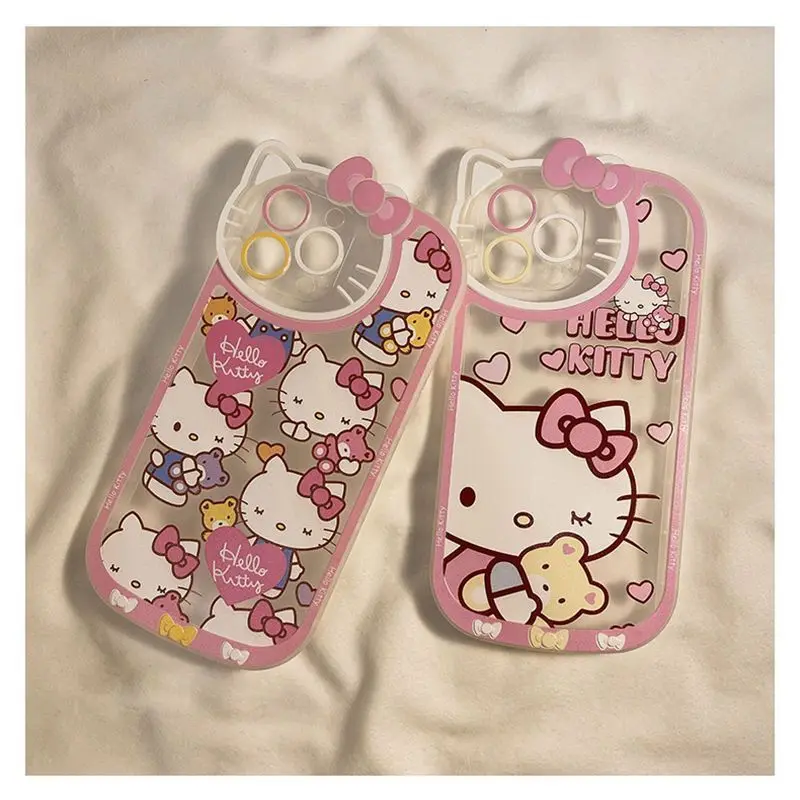 Sanrio Hello Kitty Kawaii Happy Phone Case For iPhone 15 14 13 12 11 Pro Max 7 8 Plus XR XS MAX Y2K Girl Anti Fall Back Cover