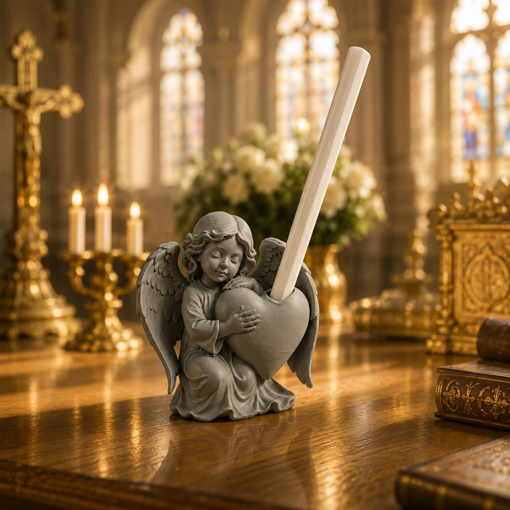 Creative Angel Heart Pen Holder 3D Printed Cute Guardian Angel Apple Pencil Stand Office Desk Stationery Organizer Racks Decor