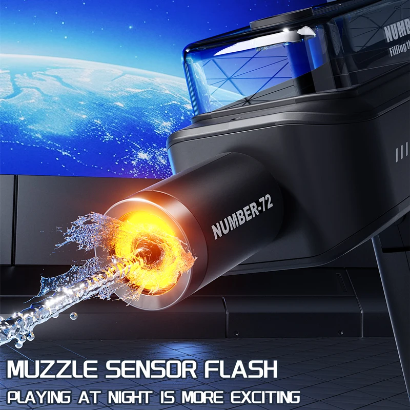 مسدس مياه كهربائي جديد قابل للطي لهب وامض عالي الضغط مسدس مياه مستمر للأولاد والبنات ألعاب لعب للشاطئ في الهواء الطلق #2