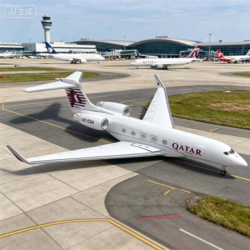 

16cm 1:200 Scale Model QATAR G650er Business Aircraft Diecast Alloy Finished Airplane Prototype With Base Collection Display