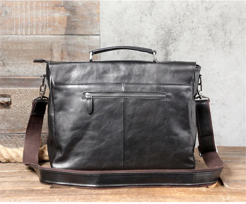 Porte-documents en cuir véritable pour hommes, sac à main en peau de cercle naturelle, sacs de messager noirs pour ordinateur portable, affaires de