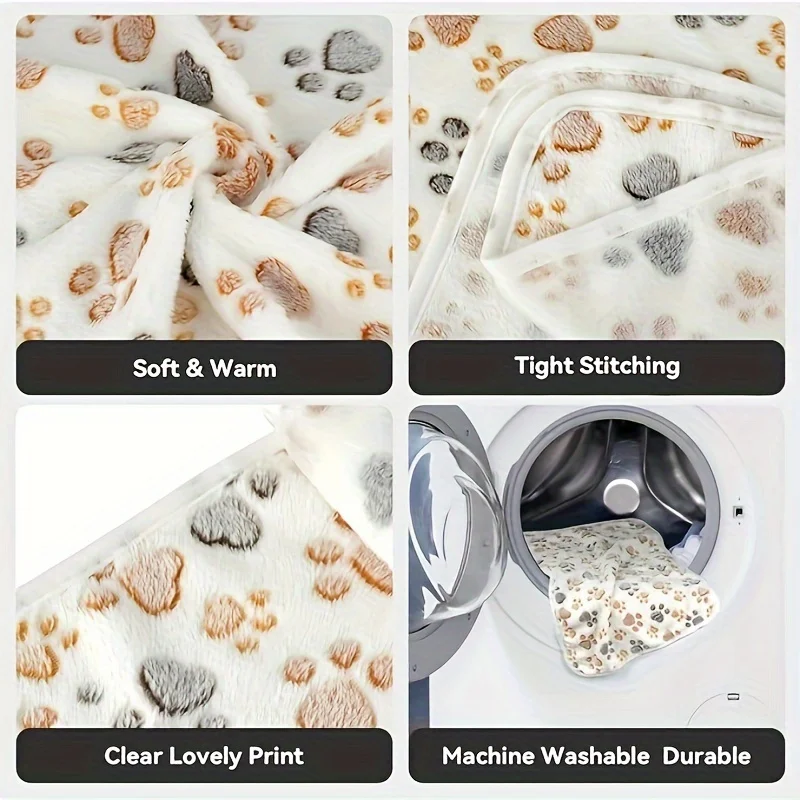 1 confezione di coperta con motivo impronta di cane da compagnia, coperta calda e confortevole in pile di corallo