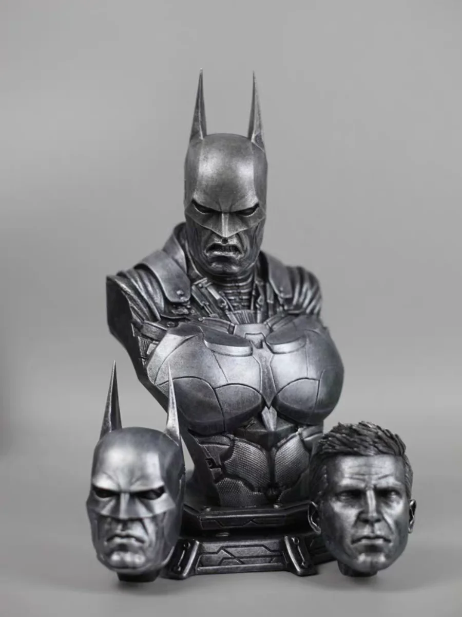 

Dc Batman Figurine Home Decor Arkham Knight Bust Sculpture Replaceable Head Imitation Copper Statue Model Collectible Gift