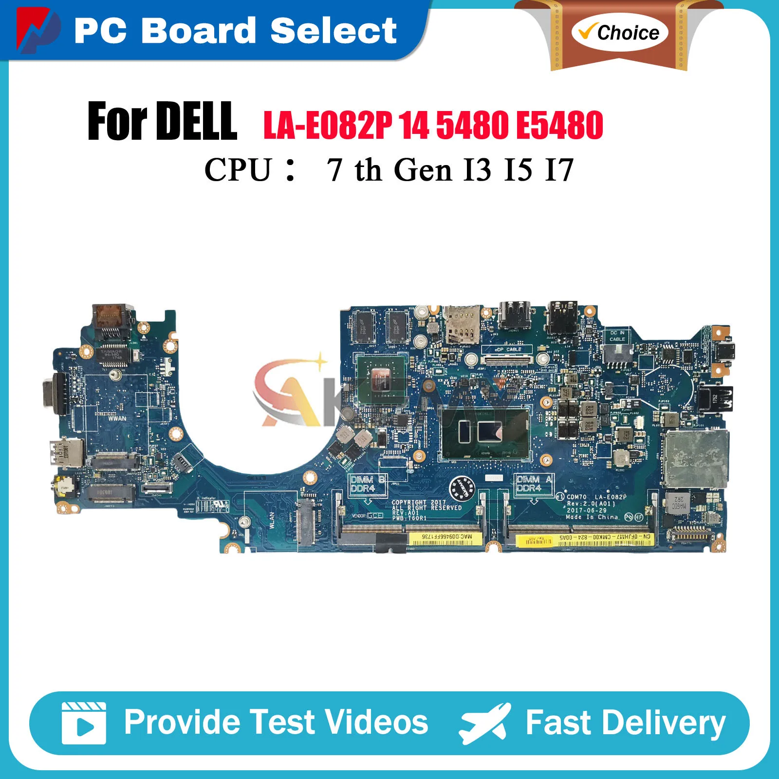 

Материнская плата для ноутбука DELL Latitude E5480 5480 LA-E082P с процессором i5 i7-6/7-го поколения V2G CN-0YYRGW 0XDPDM 0X0M92, протестирована нормально