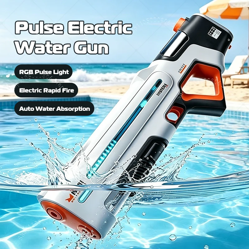 Nouveau Pistolet à Eau Électrique à Impulsions 2026, Haute Pression, Tir Continu avec Lumière RGB, Batterie Modulaire, Jouet Aquatique d'Été pour Enfants