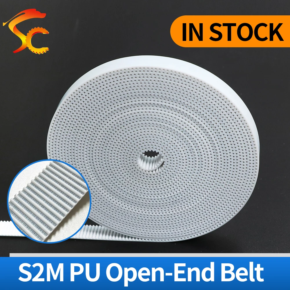 STD S2M Open synchronous belt width 15mm white polyurethane Steel PU S2M Open-End Belt for 3D printer