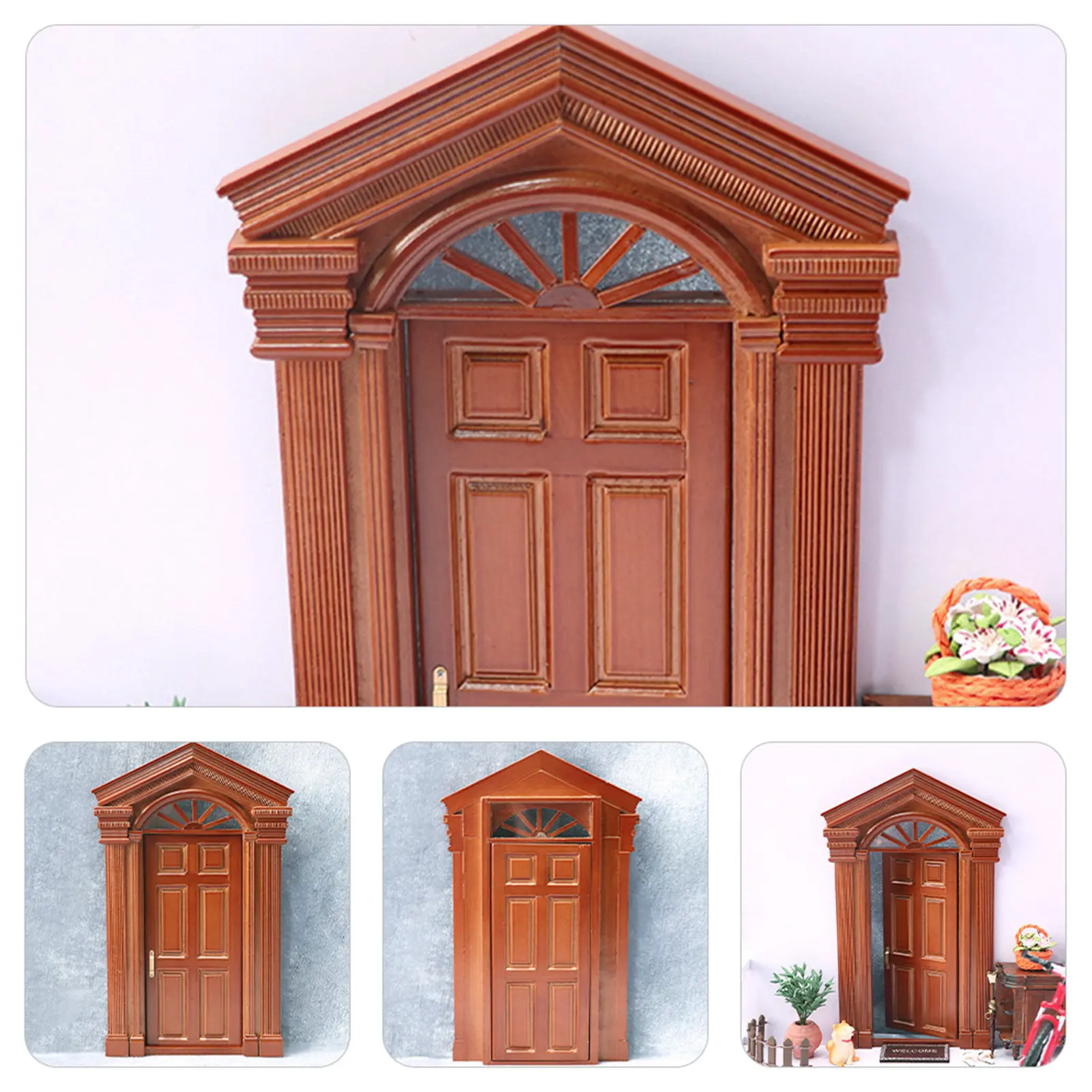 

Wooden Miniature Door for Dollhouse Decoration Realistic Lifelike Design Warm for Mini House DIY Craft Supplies
