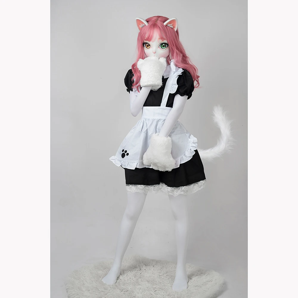 (HD04) Wysokiej jakości ręcznie robiona żywiczna maska na pół głowy kotki-człowieczki do cosplayu, japońskiej odgrywania ról, BJD Kigurumi, maska dla crossdressera, maska dla lalki