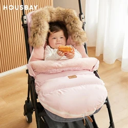 Stroller Footmuff Winter Baby Carriage Bag In Pram Removable Thicker Fur Collar Warm Flannel Newborn Cocoon Baby Envelope